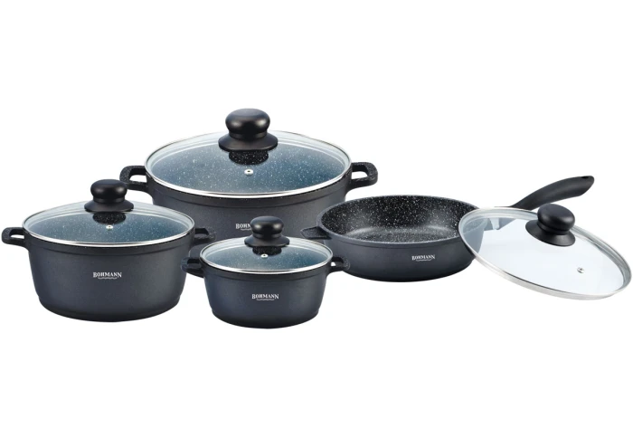Набор кастрюль с мраморным покрытием Bohmann BH-6008-MRB (8 предметов) Набор кастрюль с мраморным покрытием Bohmann BH-6008-MRB (8 предметов)
