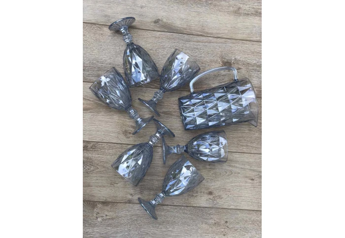 Набор стаканов и кувшина Зеркальный изумруд 2 голубой Olens 01-018