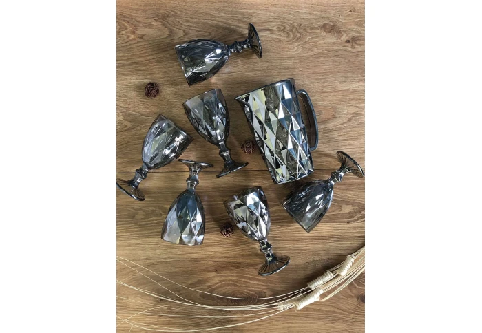 Набор стаканов и кувшина Зеркальный изумруд 2 графит Olens 01-019