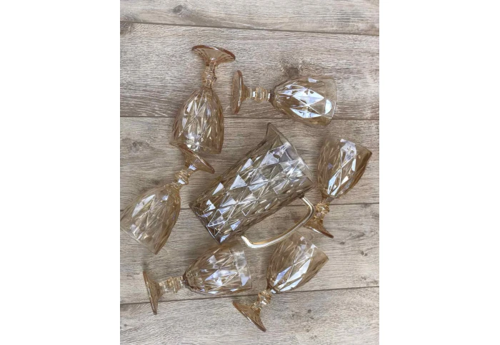 Набор стаканов и кувшина Зеркальный изумруд 2 янтарный Olens 01-017