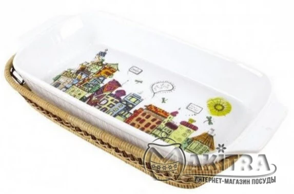 Форма для випічки прямокутна Kamille KM 6303 2,4 л з ротанговим кошиком
