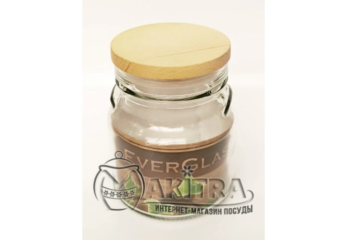 Банка стеклянная для сыпучих продуктов с деревянной крышкой 1556H (0,55 л)