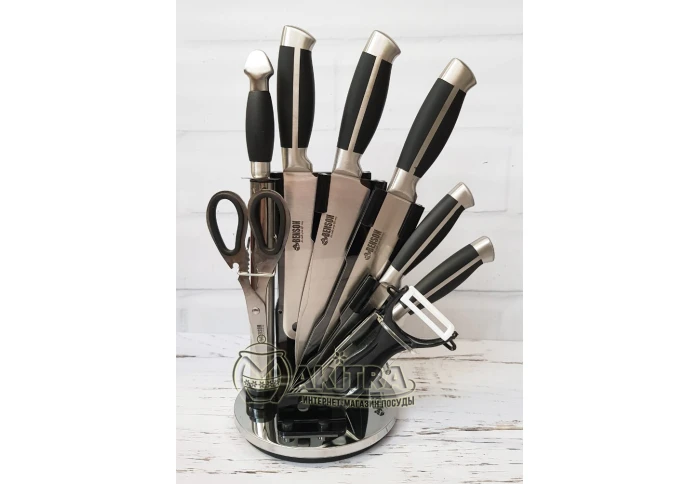Набор ножей из нержавеющей стали с подставкой Benson BN-100401 Набор ножей из нержавеющей стали с подставкой Benson BN-100401
