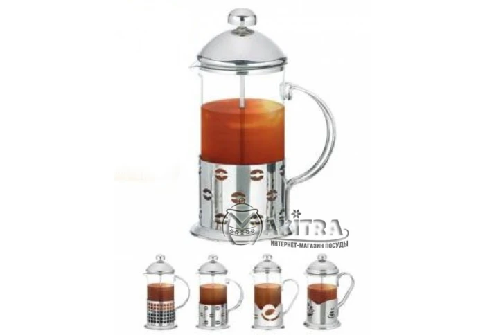 Заварник с прессом нержавеющая сталь и стекло MS100 (1000 мл)