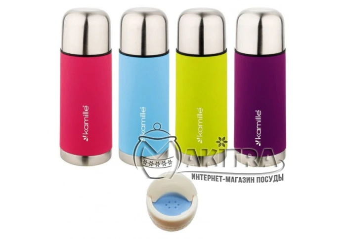 Термос из нержавеющей стали с прорезиненным покрытием Kamille 2001A (500 мл) Термос из нержавеющей стали с прорезиненным покрытием Kamille 2001A (500 мл)