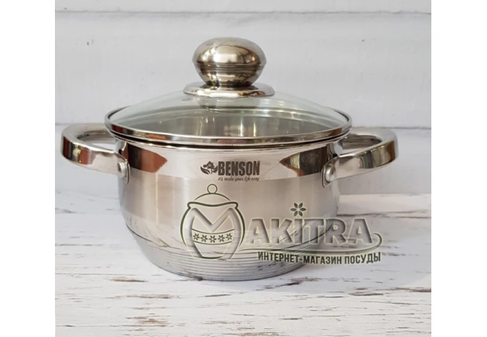 Маленькая кастрюля из нержавеющей стали с крышкой Benson BN-100217 (2 л)