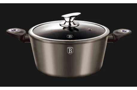 Каструля з мармуровим покриттям Carbon Metallic Line Berlinger Haus BH 1236 (6 л) Каструля з мармуровим покриттям Carbon Metallic Line Berlinger Haus BH 1236 (6 л)