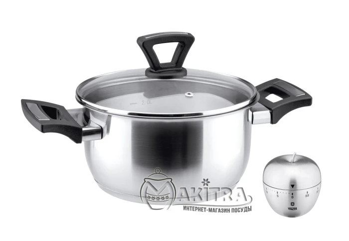 Каструля з нержавіючої сталі з кришкою і таймером Vinzer 89088 (2,4 л)