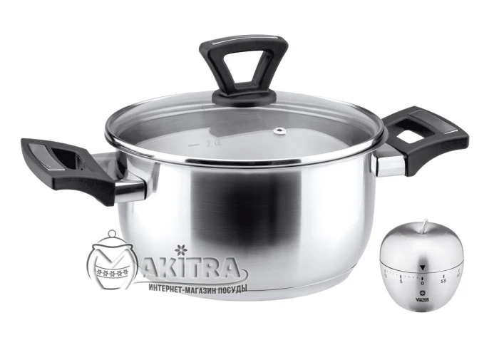 Каструля з нержавіючої сталі з кришкою та таймером Vinzer 89089 (3 л)