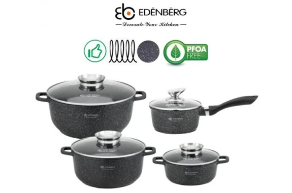 Набор посуды с мраморным покрытием Edenberg EB-3984 (8 предметов) Набор посуды с мраморным покрытием Edenberg EB-3984 (8 предметов)