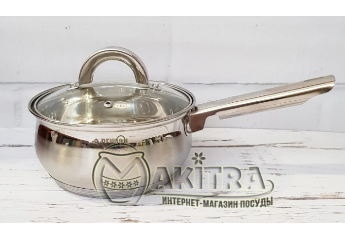 Маленький ковшик из нержавеющей стали с крышкой Benson BN-100224 (1 л)