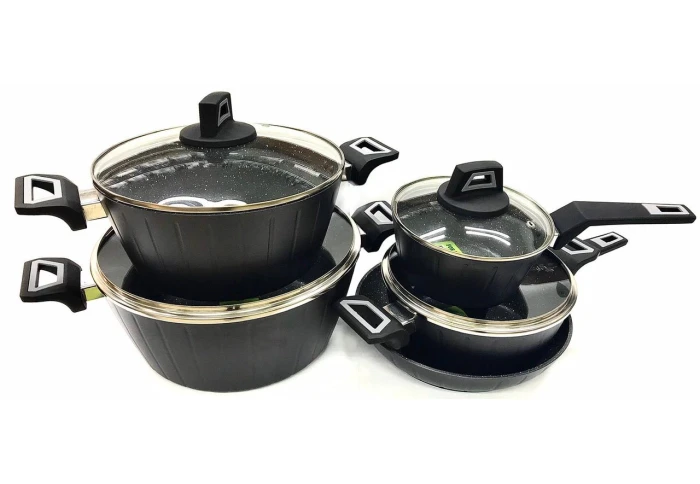 Набор кастрюль с антипригарным мраморным покрытием Benson BN-100343 (9 предметов) Набор кастрюль с антипригарным мраморным покрытием Benson BN-100343 (9 предметов)