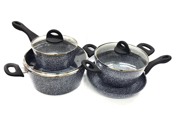 Набор кастрюль с мраморным антипригарным покрытием Benson BN-100577 (7 предметов)