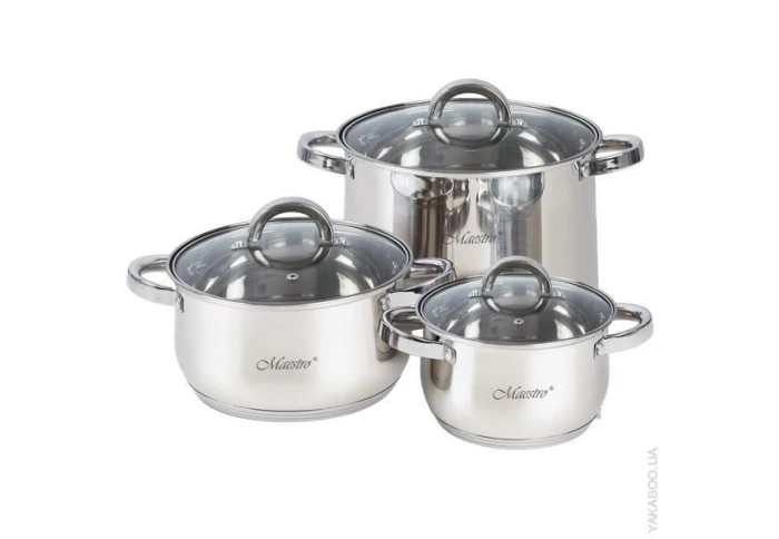 Набор посуды из нержавеющей стали Maestro MR-2120-6L (6 предметов) Набор посуды из нержавеющей стали Maestro MR-2120-6L (6 предметов)