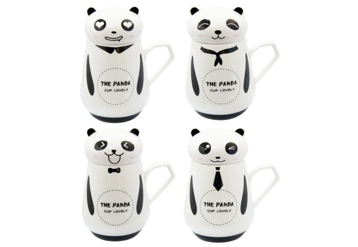 Кружка керамическая с крышкой Панда 08030-31 (500 мл)