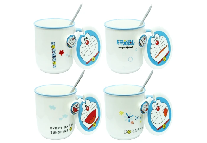 Кружка керамічна з кришкою і ложкою Кот Doraemon O8030-17 (420 мл)