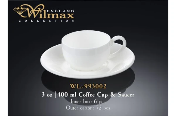 Фарфоровая чашка кофейная с блюдцем Wilmax WL-993002 (100 мл)
