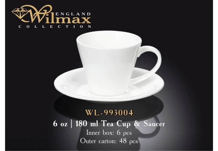 Фарфоровая чашка чайная с блюдцем Wilmax WL-993004 (180 мл)