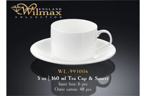 Фарфоровая чашка чайная с блюдцем Wilmax WL-993006 (160 мл)