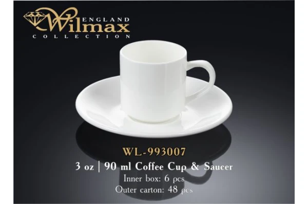 Фарфоровая чашка кофейная с блюдцем Wilmax WL-993007 (90 мл)