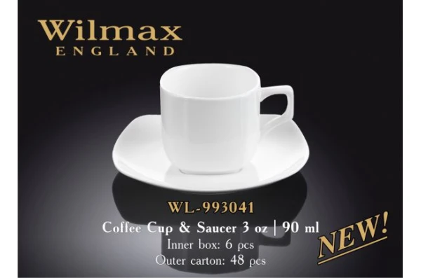 Фарфоровая чашка кофейная с блюдцем Wilmax WL-993041 (90 мл)