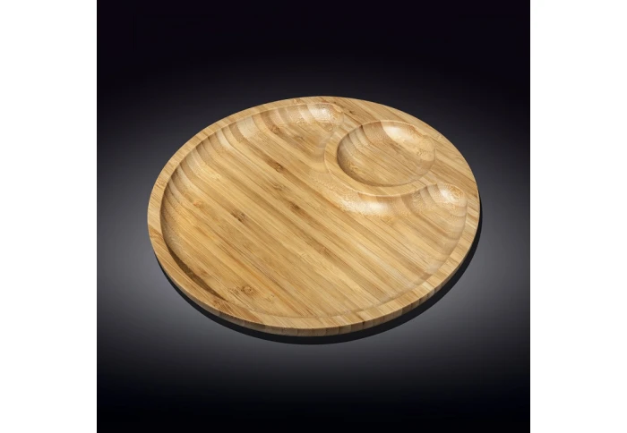 Блюдо кругле дерев'яне 2 секції Wilmax Bamboo 771045 (35,5 см)