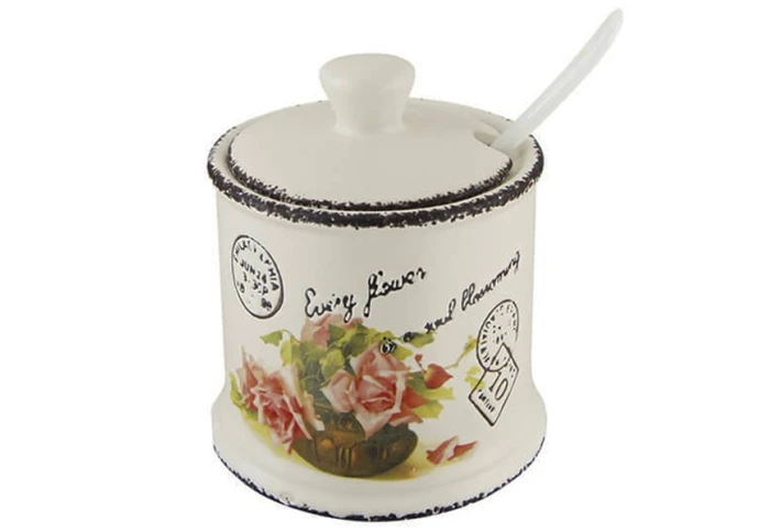 Сахарница керамическая с ложкой Роза Maestro MR20050-09