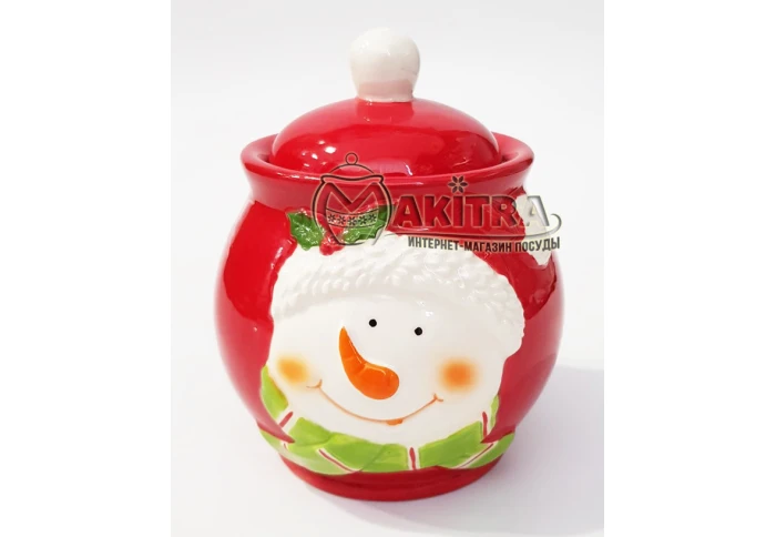 Сахарница новогодняя керамическая Olens НГ-Пику-Йолу-Снеговик 7938-7 (375 мл) Сахарница новогодняя керамическая Olens НГ-Пику-Йолу-Снеговик 7938-7 (375 мл)